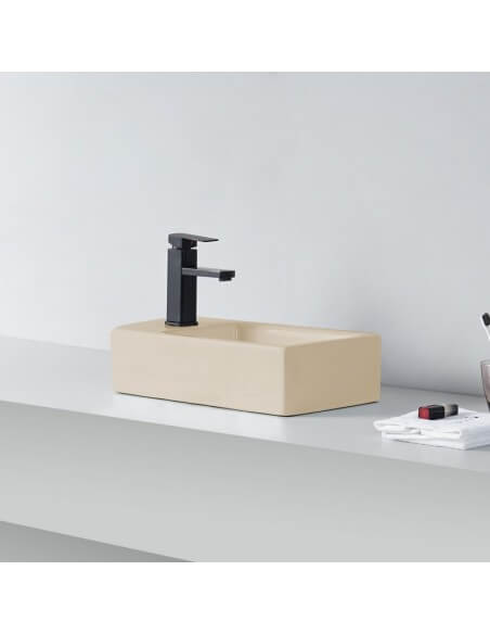 Beige Mat ceramic left rectangular hand wash - 46x26 cm - Studio
