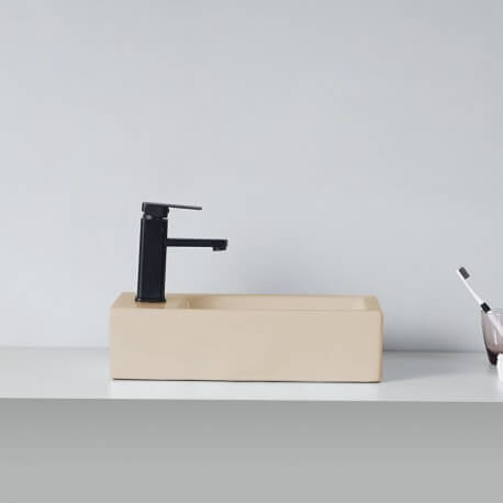 Beige Mat ceramic left rectangular hand wash - 46x26 cm - Studio