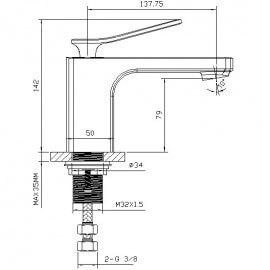 Square chromed lavabo mixer faucet - Arcolor 2