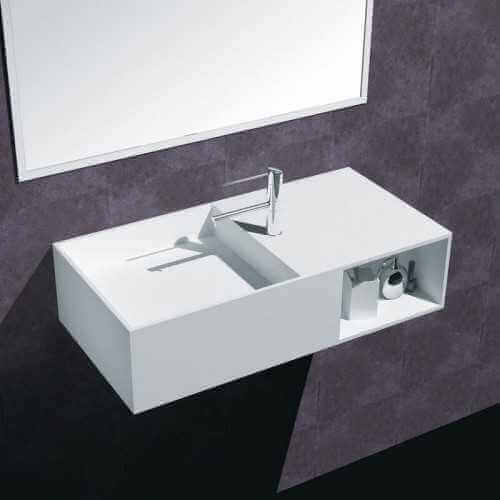 Lavabo Suspended Rectangular - Composite White Mat - 80x40 cm - Composite