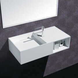 Lavabo Suspendu Rectangulaire - Composite Blanc Mat - 80x40 cm - Composed | Rue du Bain