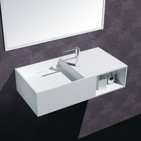 Lavabo Suspended Rectangular - Composite White Mat - 80x40 cm - Composite