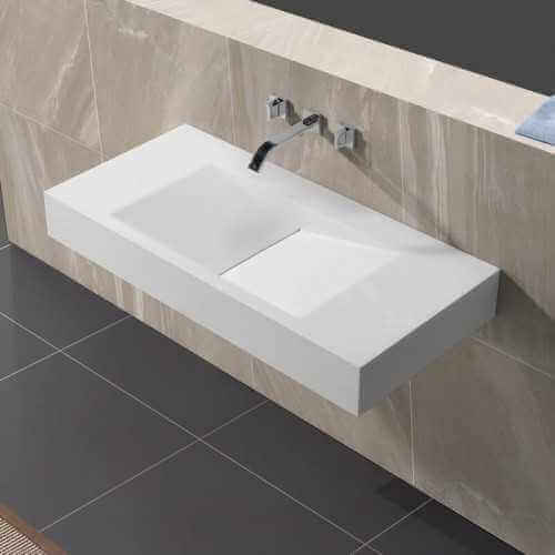 Lavabo Suspendido Mat blanco rectangular - 100x48 cm - Composite - Gráficos