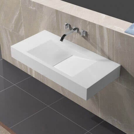 Lavabo Suspendido Mat blanco rectangular - 100x48 cm - Composite - Gráficos