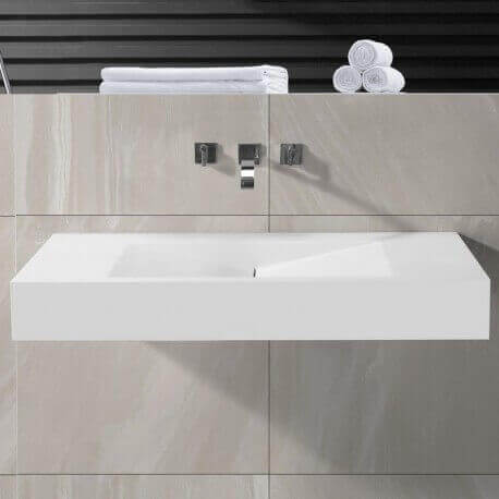 Lavabo Suspendido Mat blanco rectangular - 100x48 cm - Composite - Gráficos