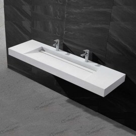 Rectangular hanging washbasin - Solid surface matt white - 160x48 cm - X-Large