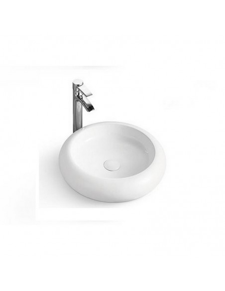 Runder Poser Vasque - Weiße Keramik - 46 cm - Galaxy