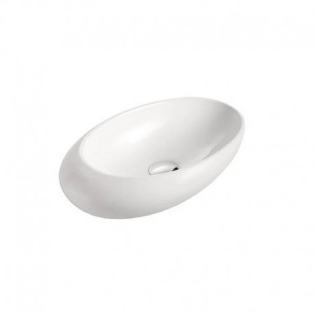 Asimmetrico Poser Vasque - Ceramica Bianca - 48 cm x 31 cm - Curva