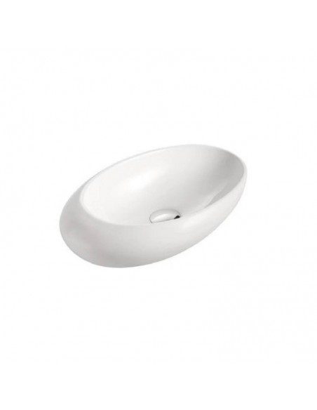 Asimmetrico Poser Vasque - Ceramica Bianca - 48 cm x 31 cm - Curva