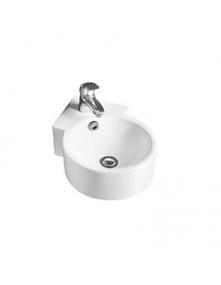 Lavaggio a mano rotondo - Bianco in ceramica - 43 x 31 cm - Stile