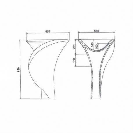 Lavabo Totem Ovale - Solid surface - 67x85 cm -...