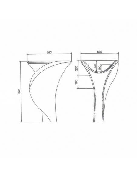 Lavabo Totem Ovale - Solid surface - 67x85 cm - Arum