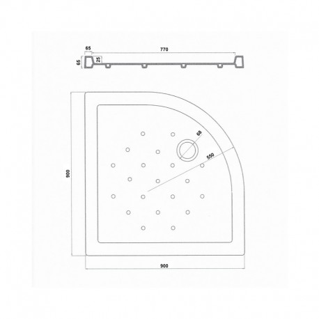 Round Quart Shower Receiver 90x90 cm Ceramic - Ankara