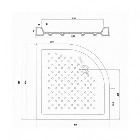 Piatto doccia quarto tondo 80x80 cm Ceramica - Ankara