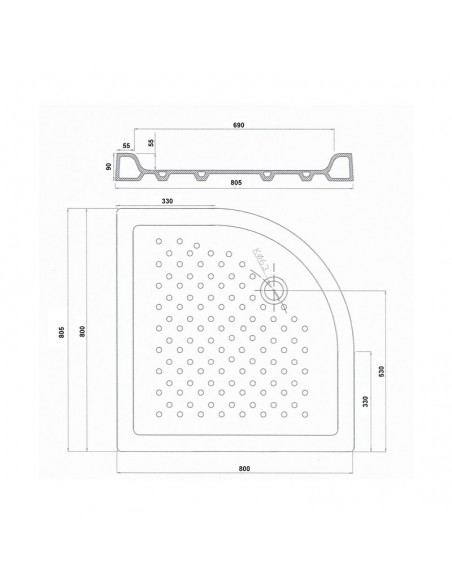 Round Quart Shower Receiver 80x80 cm Ceramic - Ankara