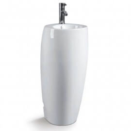 Totem Round Hand Wash Basin - Outlet - White Ceramic - 39x85 cm - Ove