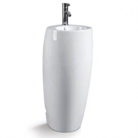 Lavandino Totem Rotondo - Outlet - Ceramica Bianca - 39x85 cm - Ove