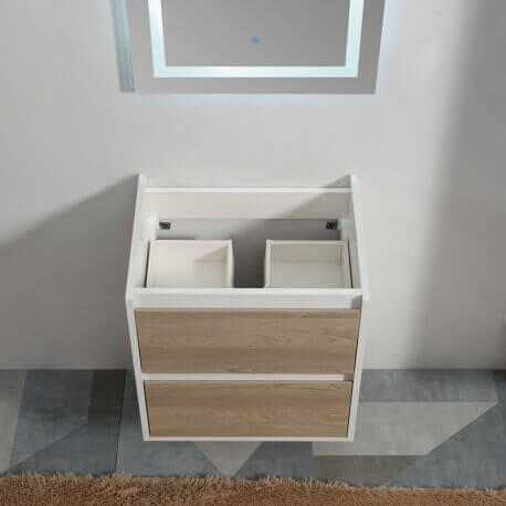 Bathroom furniture 2 drawers 60 cm White Oak Grey Scandinavian - Outlet