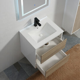 Muebles de baño 2 cajones 60 cm White Oak Grey Scandinavian - Outlet 2