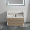 Mueble de baño 2 Dibujos - Blanco y Roble Gris - Vasque - 80x46 cm - Escandinavia
