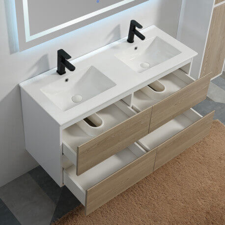Bathroom furniture Oak Grey double sink 120cm Scandinavian - Outlet