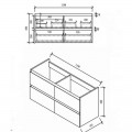Bathroom furniture Oak Grey double sink 120cm Scandinavian - Outlet