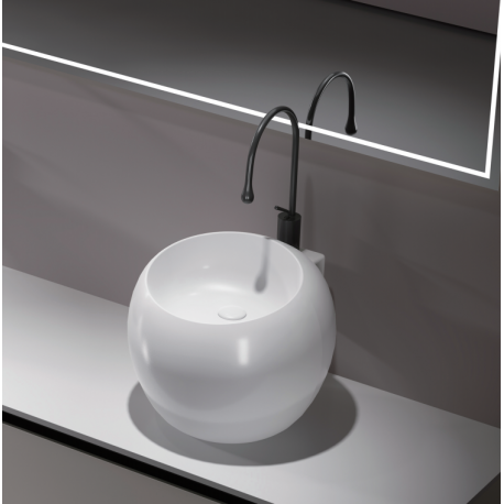 Totem Vasque con alto Poser - Ceramica Bianca - 50 cm - Ove