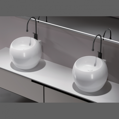 Totem Vasque with High Poser - White Ceramic - 50 cm - Ove