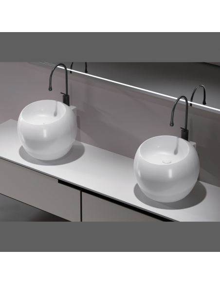 Totem Vasque con alto Poser - Ceramica Bianca - 50 cm - Ove