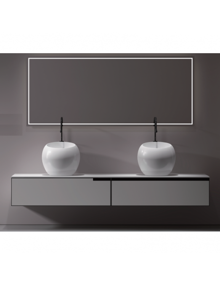 Totem Vasque con Poser Alto - Cerámica Blanca - 50 cm - Ove