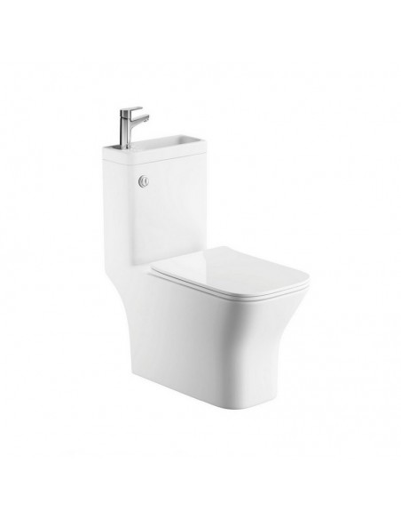 WC à Poser avec Lave main intégré 37x72 cm - Céramique - Minorca