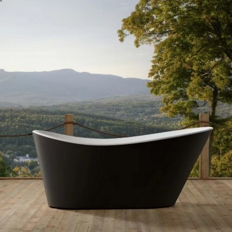 Oval Freestanding Bathtub - Black and White Acrylic - 170x80 cm - Sicily