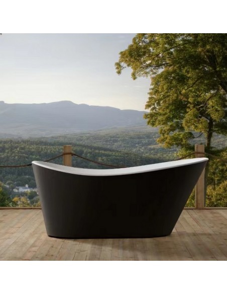 Baignoire îlot Ovale - Acrylique Noir et Blanc - 170x80 cm - Sicile