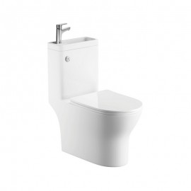 WC à Poser Monobloc avec Lave main intégré 37x70 cm Céramique - Modène