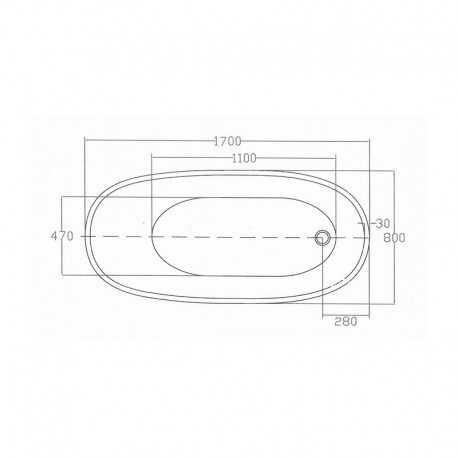 Vasca da bagno ovale - Acrilico Nero e Bianco - 170x80 cm - Sicilia