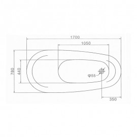 Baño de lote Oval - Acrílico blanco -170x78 cm - Diva 2