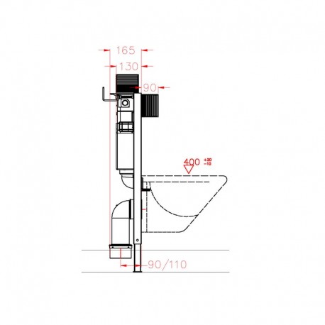 Construcción de soporte para WC universal Altura baja 82 cm con placa - Ventana