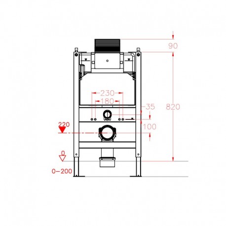 Universale WC supporto edificio bassa altezza 82 cm con piastra - finestra