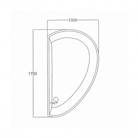 Acrylic Asymmetric Bathtub White - 170x100 cm - Palermo