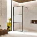 Shower Wall Fixed Glasses/Satin 120 cm - Profiles Black matt - Palma