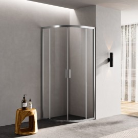Parete doccia quarto tondo 80 cm scorrevole profilo alluminio opaco - Laguna