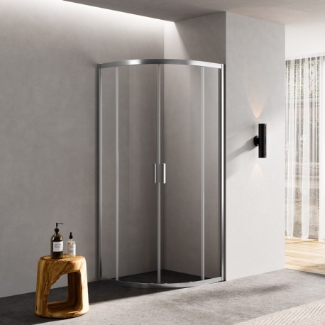Parete doccia quarto tondo 90 cm scorrevole profilo alluminio opaco - Laguna