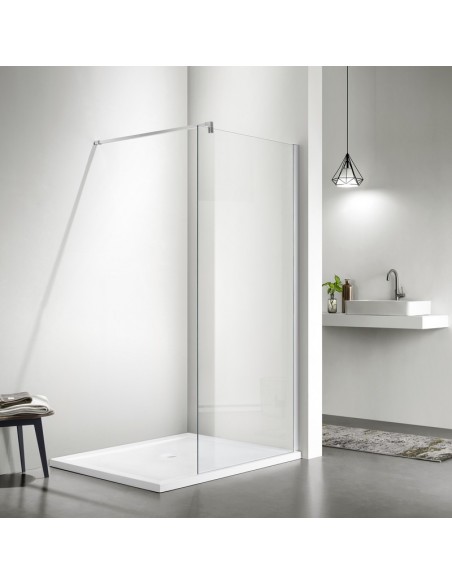 Paroi de Douche Fixe Verre 120 cm - Profilé Alu mat - Bahia