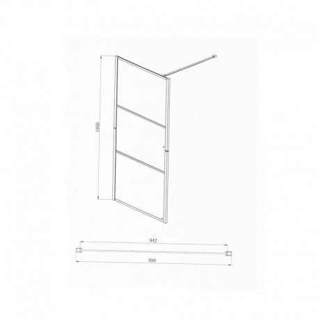 Paroi de Douche Fixe Verres/Satin 100 cm - Profilés Noir mat - Palma
