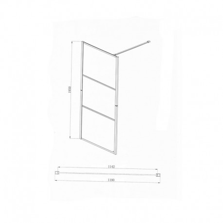 Shower Wall Fixed Glasses/Satin 120 cm - Profiles Black matt - Palma