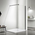 Fixed Glass Shower Screen 100 cm - Matte Black Profile - Bahia