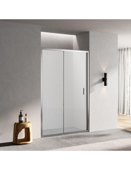 Porte Douche Coulissante Niche Verre Satin 120cm Profilé Alu mat-Ibiza