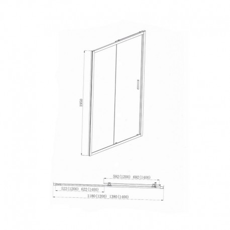 Porte Douche Coulissante Niche Verre Satin 140cm Profilé Alu mat-Ibiza