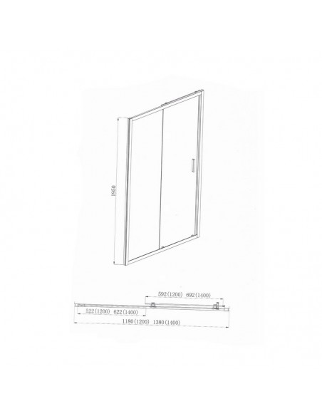 Porte Douche Coulissante Niche Verre Satin 140cm Profilé Alu mat-Ibiza