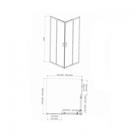 Paroi de Douche d'Angle Verre 80 cm Coulissant Profilé Alu mat- Osaka